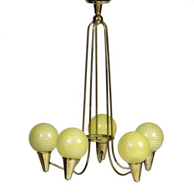 Lot 299 - Modern School
Six-branch chandelier
with globe glass shades