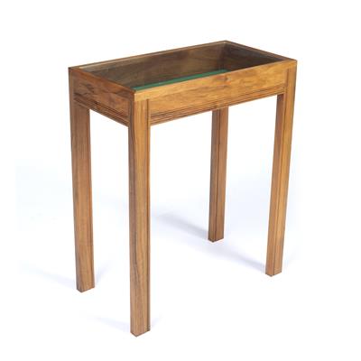 Lot 307 - Ian Wellens (Contemporary)
Display table
walnut frame with glass top 
81cm high, 66cm wide