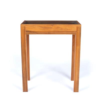Lot 307 - Ian Wellens (Contemporary)
Display table
walnut frame with glass top 
81cm high, 66cm wide