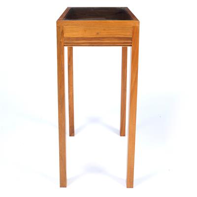 Lot 307 - Ian Wellens (Contemporary)
Display table
walnut frame with glass top 
81cm high, 66cm wide
