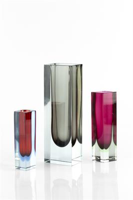 Lot 326 - Italian Murano Sommerso
Three glass vases
coloured glass cased in clear glass
tallest 29cm high (3)