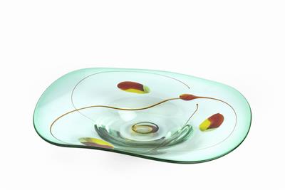 Lot 332 - Adam Jablonski (Contemporary)
Shallow bowl
clear glass with red and yellow inclusions
signed
41cm...