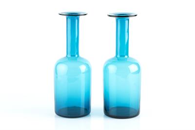 Lot 333 - Otto Breuer (1897-1938) for Holmegaard 
Two Gul vases 
in blue glass 
25