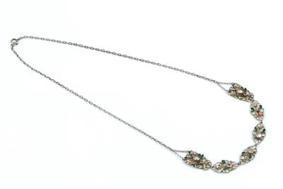 Lot 365 - Attributed to Arthur & Georgie Gaskin
Silver and gem set pendant necklace
designed as a series of...