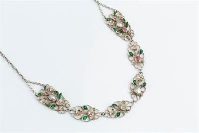 Lot 365 - Attributed to Arthur & Georgie Gaskin
Silver and gem set pendant necklace
designed as a series of...