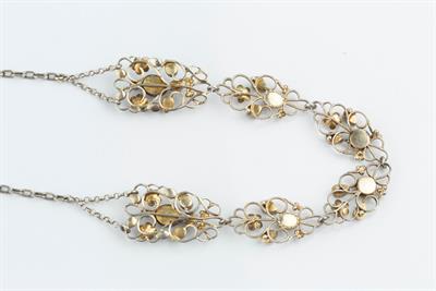 Lot 365 - Attributed to Arthur & Georgie Gaskin
Silver and gem set pendant necklace
designed as a series of...