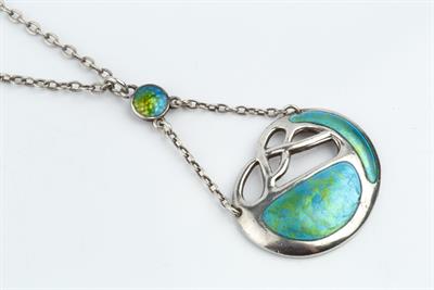 Lot 370M - Charles Horner
Silver and enamel pendant 
signed