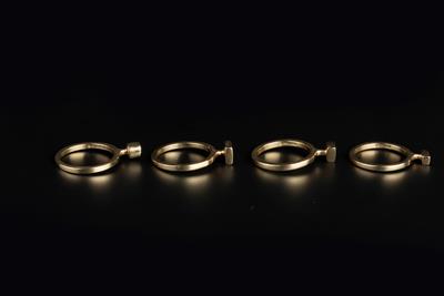 Lot 384 - Wendy Ramshaw (1939 - 2018)
Four 9ct gold stacking rings
applied with geometric panels
signed