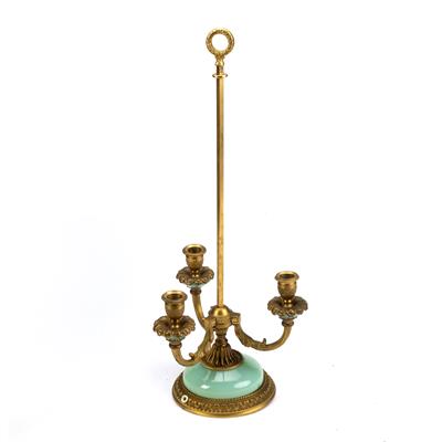 Lot 3 - Student's gilt metal and opaline Bouillot lamp