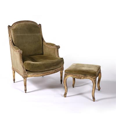 Lot 21 - Gilt wood fauteuil and stool