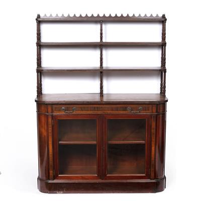Lot 69 - Mahogany and satinwood bowed side cabinet