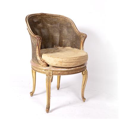 Lot 91 - Gilt painted bergere caned armchair