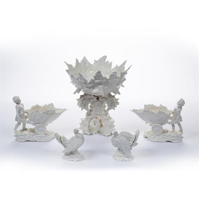 Lot 223 - Five white glazed continental figure groups