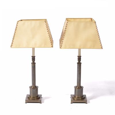 Lot 248 - Pair of brass table lamps