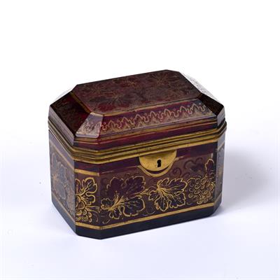 Lot 270 - Ruby glass and gilt casket