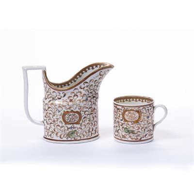 Lot 272 - Armorial porcelain jug and coffee can