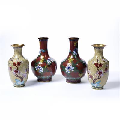 Lot 274 - Pair of cloisonne vases