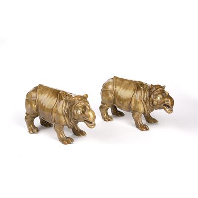 Lot 286 - Two Royal Worcester models of a rhinoceros