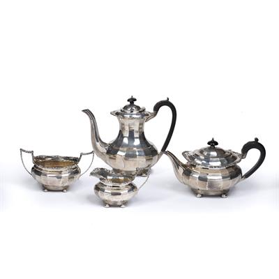 Lot 298 - Matched silver four piece tea and coffee set