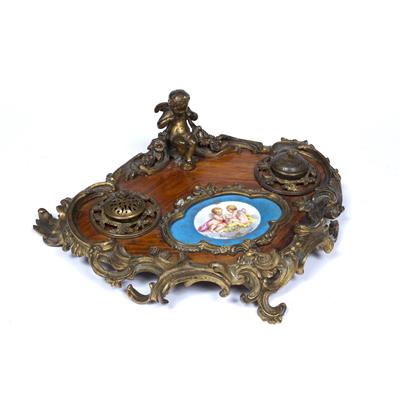 Lot 327 - Kingwood and gilt metal desk stand