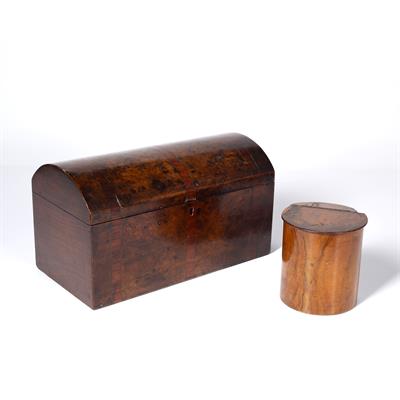 Lot 337 - 19th Century dome topped tea caddy burr walnut