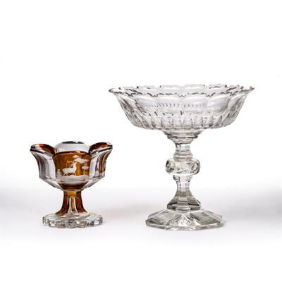 Lot 341 - Two cut glass tazzas of pedestal bowls