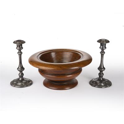 Lot 342 - Pair of silver plated candlesticks