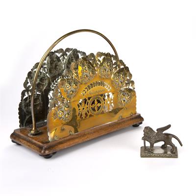 Lot 343 - Brass newspaper or letter rack