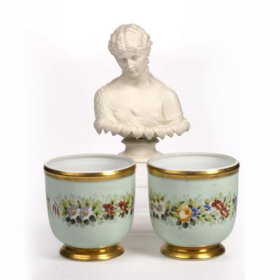 Lot 365 - Pair pale blue cache pots