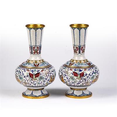 Lot 368 - Pair of cloisonne vases