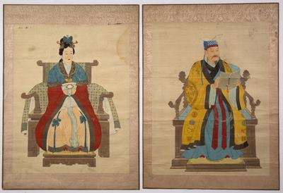 Lot 370 - Pair of ancestral portraits