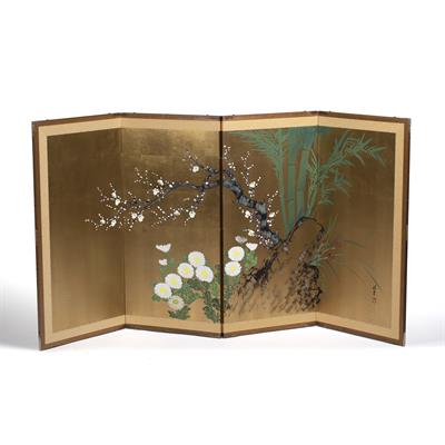 Lot 401 - Contemporary four fold screen