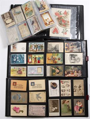 Lot 422 - Four albums of postcards and other cards
