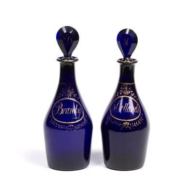 Lot 449 - Pair of Bristol blue glass decanters