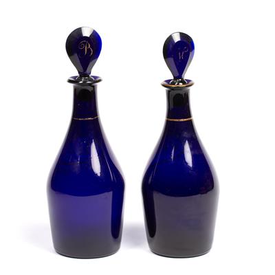 Lot 449 - Pair of Bristol blue glass decanters