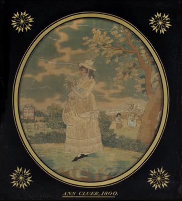 Lot 450 - Two silkwork oval studies