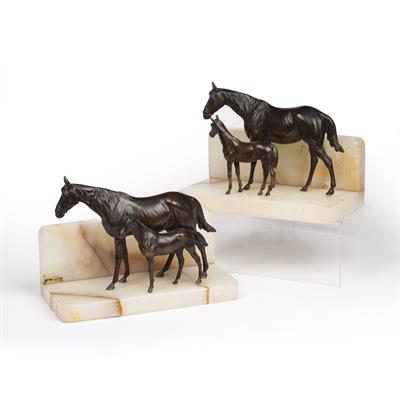 Lot 452 - Pair of Austrian bronze and onyx bookends