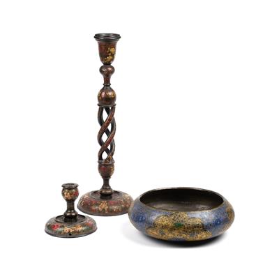 Lot 455 - Kashmiri lacquer candlestick