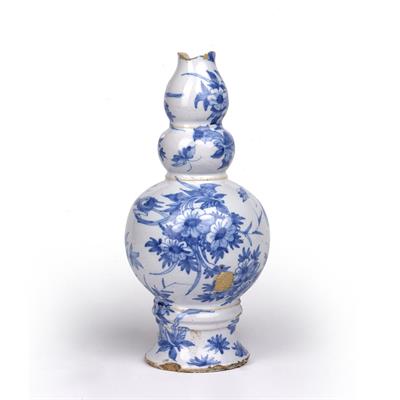 Lot 457 - Delftware triple gourd vase