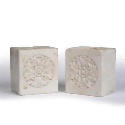Lot 464 - Pair of white marble bookends