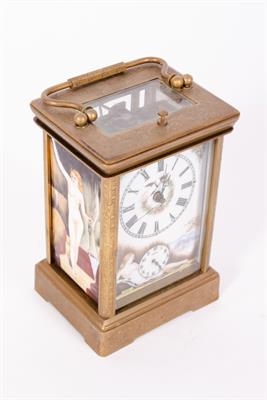 Lot 57 - AN ORIENTAL BRASS CASED CARRIAGE CLOCK