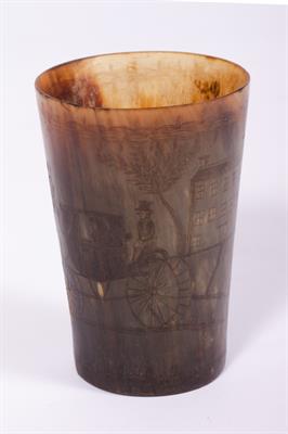 Lot 61 - A 19TH CENTURY HORN BEAKER