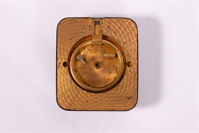Lot 62 - A SWISS MADE STEEL CASED DESK TIMEPIECE