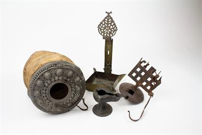 Lot 145 - A COLLECTION OF FOUR EASTERN ANTIQUE METAL LAMPS