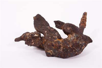 Lot 150 - AN ANTIQUE IRON WINGED FEMALE FIGURE