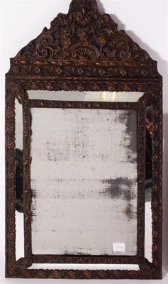 Lot 162 - A LATE 19TH CENTURY CONTINENTAL PRESSED METAL FRAMED WALL MIRROR