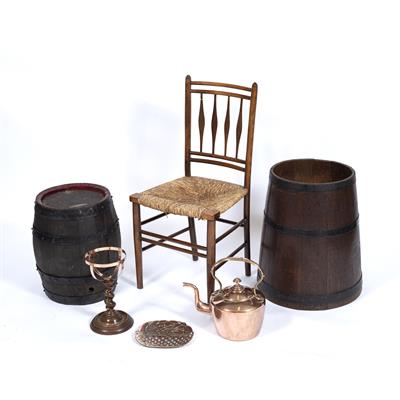 Lot 173 - A COOPERED OAK STICK STAND