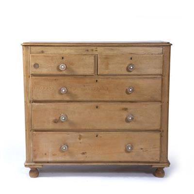 Lot 209 - A VICTORIAN PINE CHEST OF TWO SHORT AND THREE LONG DRAWERS