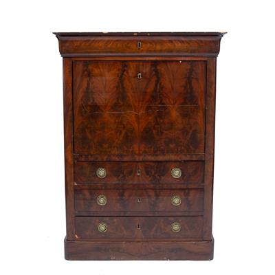 Lot 211 - A 19TH CENTURY FRENCH MAHOGANY SECRETAIRE ABATTANT