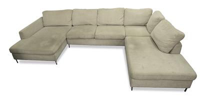 Lot 214 - A FORZZA TALCA GREY UPHOLSTERED CORNER SOFA